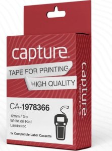 Capture 12mm x 3.0m White on Red 1