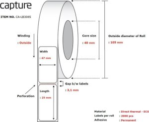 Capture Label 47x25, Core 40, 1