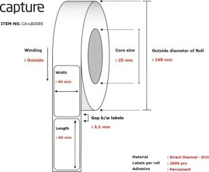 Capture Label 90x60, Core 25, 1