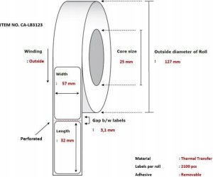 Capture Label 57 x 32 mm. Core 25, 1