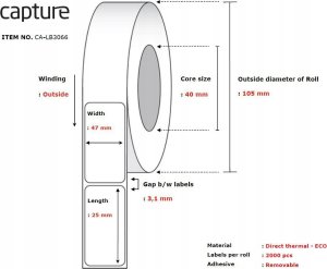 Capture Label 47x25, Core 40, 1