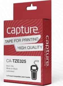 Capture 9mm x 8m White on Black Tape 1