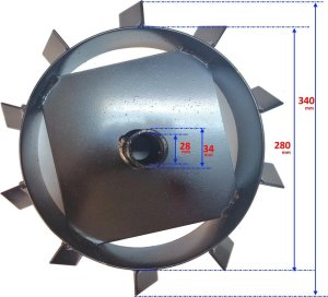 Glebogryzarka MasterCut KOŁA ŁOPATKOWE METALOWE ŻELAZNE DO GLEBOGRYZARKI MASTERCUT HSDT80 OŚ 28mm ŚREDNICA 360mm 3