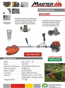 MasterCut KOSA SPALINOWA MASTERCUT BC430ES Z ROZRUSZNIKIEM ELEKTRYCZNYM ESTART KOSA DO TRAWY WYKASZARKA PODKASZARKA PODCINARKA 2,2KM 6