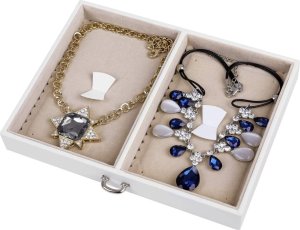 Songmics Pudełko Na Biżuterię, Organizer Z 2 Szufladami, Zamykane Etui Z Lusterkiem, Przenośne Etui Podróżne, Na Pierścionki, Bransoletki 14