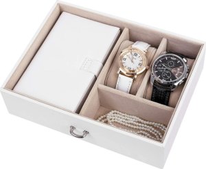 Songmics Pudełko Na Biżuterię, Organizer Z 2 Szufladami, Zamykane Etui Z Lusterkiem, Przenośne Etui Podróżne, Na Pierścionki, Bransoletki 16