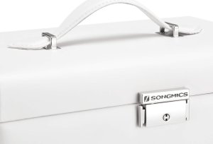 Songmics Pudełko Na Biżuterię, Organizer Z 2 Szufladami, Zamykane Etui Z Lusterkiem, Przenośne Etui Podróżne, Na Pierścionki, Bransoletki 4