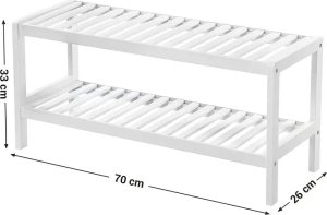 Songmics Naturalny bambus 2-poziomowy stojak na buty, półka do butów Rośliny Książki, do salonu do sypialni łazienka, 70 x 26 x 33 cm, bi 4