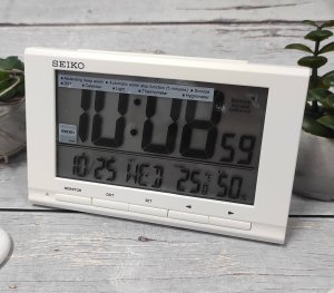 Stacja pogodowa Seiko Budzik Seiko QHL090W Termometr Higrometr . 4
