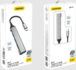 Dudao Dudao HUB 4in1 USB-C/4x USB-A(3 x USB 2.0/USB 3.0) 6,3cm czarny (A16T) 1