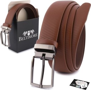 Beltimore Pasek męski skórzany premium 3,5 cm skóra licowa Beltimore brązowy E41 : Kolory - brązowy, beżowy, Rozmiar pasków - r.130-145 cm NoSize 1