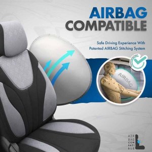 AMiO Komplet pokrowców na fotele samochodowe OTOM RUBY 1202 GREY/BLACK 3-ZIP 2