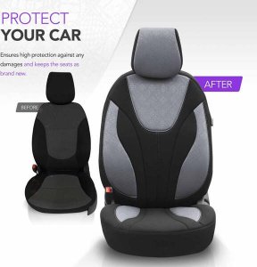 AMiO Komplet pokrowców na fotele samochodowe OTOM RUBY 1202 GREY/BLACK 3-ZIP 7