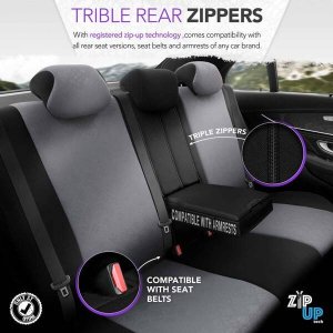 AMiO Komplet pokrowców na fotele samochodowe OTOM RUBY 1202 GREY/BLACK 3-ZIP 9