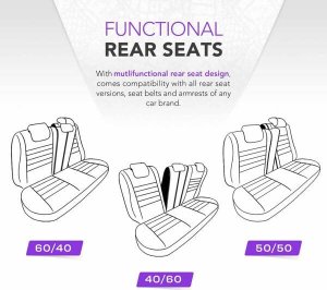 AMiO Komplet pokrowców na fotele samochodowe OTOM RUBY 1202 GREY/BLACK 3-ZIP 10