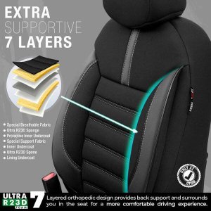 AMiO Komplet pokrowców na fotele samochodowe OTOM LIMITED 102 BLACK/GREY 3-ZIP 5