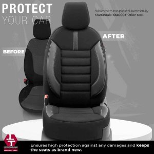 AMiO Komplet pokrowców na fotele samochodowe OTOM LIMITED 102 BLACK/GREY 3-ZIP 6