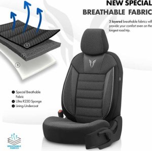 AMiO Komplet pokrowców na fotele samochodowe OTOM TORO 902 BLACK/SMOKED NZ 3