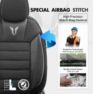 AMiO Komplet pokrowców na fotele samochodowe OTOM TORO 902 BLACK/SMOKED NZ 4