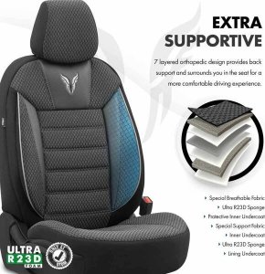 AMiO Komplet pokrowców na fotele samochodowe OTOM TORO 902 BLACK/SMOKED NZ 7