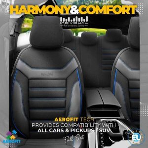 AMiO Komplet pokrowców na fotele samochodowe OTOM INDIVIDUAL 203 BLACK/BLUE 3-ZIP 12