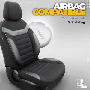 AMiO Komplet pokrowców na fotele samochodowe OTOM INDIVIDUAL 203 BLACK/BLUE 3-ZIP 5