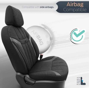 AMiO Komplet pokrowców na fotele samochodowe OTOM SWAN 501 BLACK 3-ZIP 5