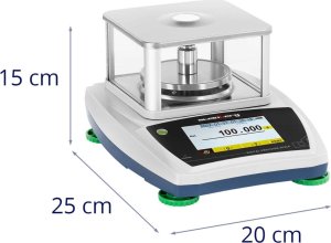 Steinberg Waga laboratoryjna analityczna ze szklaną osłoną panelem dotykowym LCD 200 g / 0.001 g Waga laboratoryjna analityczna ze szklaną osłoną panelem dotykowym LCD 200 g / 0.001 g 8