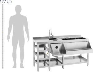 Royal Catering Stacja barmańska stół zlew barmański z myjką i pojemnikami na lód stal nierdzewna Stacja barmańska stół zlew barmański z myjką i pojemnikami na lód stal nierdzewna 3