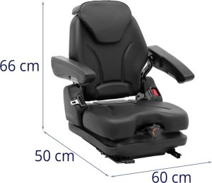 Hillvert Siedzenie fotel regulowany z podłokietnikami i pasem do ciągnika siedzisko 46x46cm Siedzenie fotel regulowany z podłokietnikami i pasem do ciągnika siedzisko 46x46cm 8