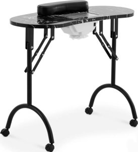 Biurko Physa Biurko stolik do manicure kosmetyczny z pochłaniaczem pyłu składany na kółkach 90 x 43 x 73 cm czarny Biurko stolik do manicure kosmetyczny z pochłaniaczem pyłu składany na kółkach 90 x 43 x 73 cm czarny 2