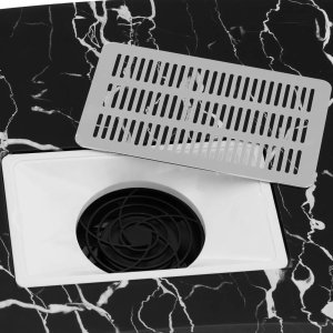 Biurko Physa Biurko stolik do manicure kosmetyczny z pochłaniaczem pyłu składany na kółkach 90 x 43 x 73 cm czarny Biurko stolik do manicure kosmetyczny z pochłaniaczem pyłu składany na kółkach 90 x 43 x 73 cm czarny 3