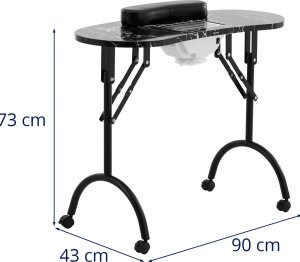 Biurko Physa Biurko stolik do manicure kosmetyczny z pochłaniaczem pyłu składany na kółkach 90 x 43 x 73 cm czarny Biurko stolik do manicure kosmetyczny z pochłaniaczem pyłu składany na kółkach 90 x 43 x 73 cm czarny 7