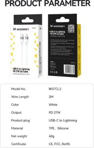 Kabel USB Wozinsky USB-C - Lightning 1 m Biały (5907769308772) 5