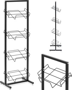 Royal Catering Stojak regał sklepowy na 4 skrzynki z warzywami owocami 47 x 36 x 144 cm Stojak sklepowy handlowy na 4 skrzynki 47 x 36 x 144 cm 1