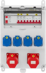 MSW Rozdzielnica elektryczna 4 x Schuko wyłącznik różnicowoprądowy 4 x instalacyjny Rozdzielnica elektryczna 4 x Schuko wyłącznik różnicowoprądowy 4 x instalacyjny 2