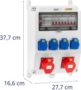 MSW Rozdzielnica elektryczna 4 x Schuko wyłącznik różnicowoprądowy 4 x instalacyjny Rozdzielnica elektryczna 4 x Schuko wyłącznik różnicowoprądowy 4 x instalacyjny 4