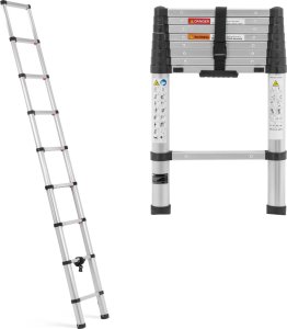 MSW Drabina teleskopowa składana z aluminium 8 stopni 0.75-2.6 m Drabina teleskopowa składana z aluminium 8 stopni 0.75-2.6 m 1