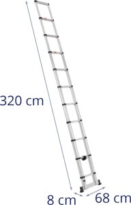 MSW Drabina teleskopowa składana z aluminium 10 stopni 0.85-3.2 m Drabina teleskopowa składana z aluminium 10 stopni 0.85-3.2 m 5