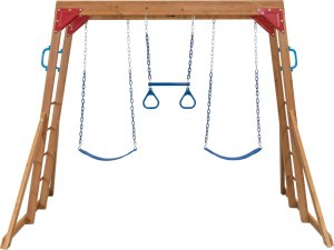 Hillvert Plac zabaw ogrodowy 2 huśtawki drabinki kółka gimnastyczne Plac zabaw ogrodowy 2 huśtawki drabinki kółka gimnastyczne 2