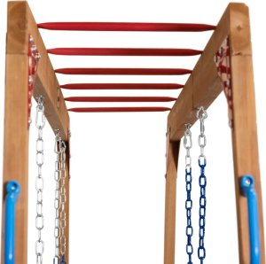 Hillvert Plac zabaw ogrodowy 2 huśtawki drabinki kółka gimnastyczne Plac zabaw ogrodowy 2 huśtawki drabinki kółka gimnastyczne 3