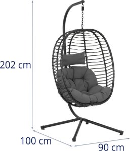 Uniprodo Fotel kosz wiszący ogrodowy huśtawka do 150 kg Fotel kosz wiszący ogrodowy huśtawka do 150 kg 7