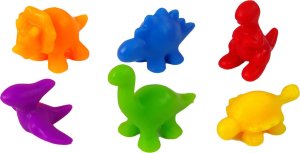 LeanToys Zabawka Do Sortowania Edukacyjna Gumowe Dinozaury Brokatowe Pojemniki 48 Elementów 2
