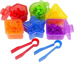 LeanToys Zabawka Do Sortowania Edukacyjna Gumowe Dinozaury Brokatowe Pojemniki 48 Elementów 4