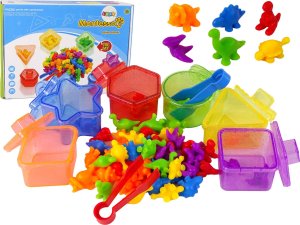 LeanToys Zabawka Do Sortowania Edukacyjna Gumowe Dinozaury Brokatowe Pojemniki 48 Elementów 7