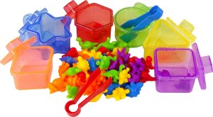 LeanToys Zabawka Do Sortowania Edukacyjna Gumowe Dinozaury Brokatowe Pojemniki 48 Elementów 8