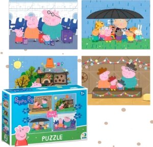 Dodo PUZZLE 4w1 ŚWINKA PEPPA CZTERY UKŁADANKI W JEDNYM OPAKOWANIU DLA DZIECI 1