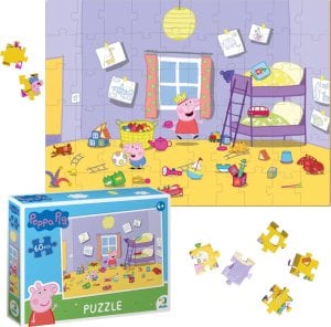 Dodo PUZZLE "ŚWINKA PEPPA" ZABAWA 60 ELEMENTÓW KOLOROWA UKŁADANKA DLA DZIECI 1