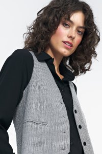 Nife Garniturowa kamizelka w czarną jodełkę - KA04 (kolor czarny, rozmiar 42) 7