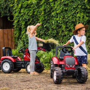 Falk FALK Traktor Valtra Bordowy na Pedały z Przyczepką i Łyżką od 3 Lat 3